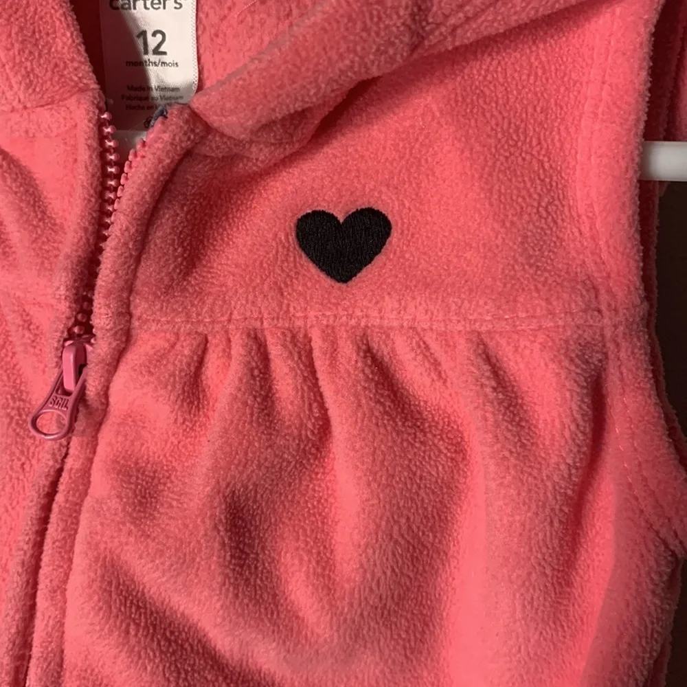 Carter’s Baby Pink Hooded Vest with Heart Size 12 Months